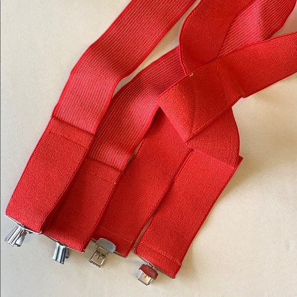 Vintage Red Thick Suspenders | 70’s Grandpa Gear | Rockabilly Punk Rock Hipster - Picture 8 of 10